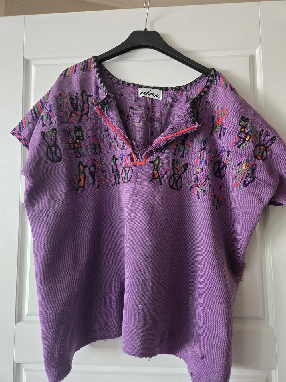Purple Embroidered Huipil Size M/L - Picture 1 of 3